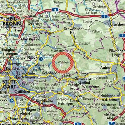 Landkarte Vereinbarte Verwaltungsgemeinschaft der Stadt Welzheim