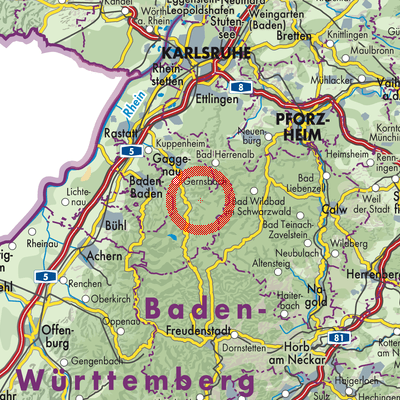 Landkarte Vereinbarte Verwaltungsgemeinschaft Gernsbach