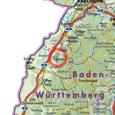 Landkarte Verwaltungsgemeinschaft Achern