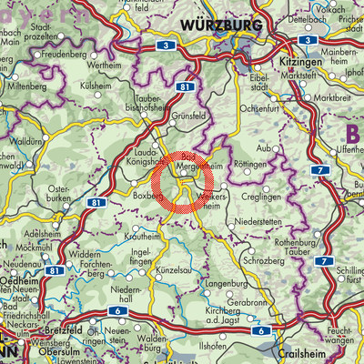 Landkarte Verwaltungsgemeinschaft Bad Mergentheim