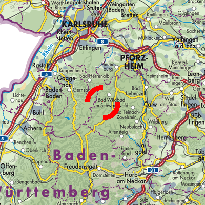 Landkarte Verwaltungsgemeinschaft Bad Wildbad
