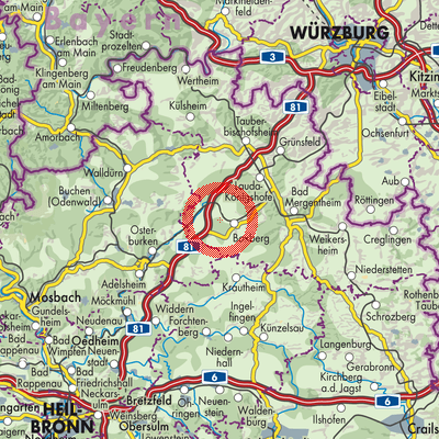 Landkarte Verwaltungsgemeinschaft Boxberg