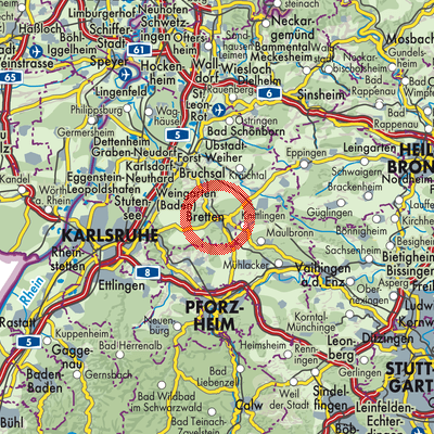 Landkarte Verwaltungsgemeinschaft Bretten