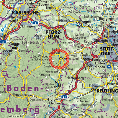 Landkarte Verwaltungsgemeinschaft Calw