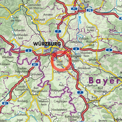 Landkarte Verwaltungsgemeinschaft Eibelstadt