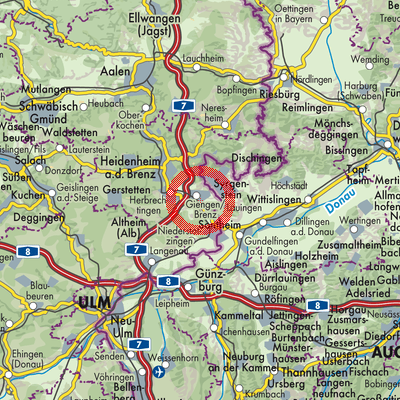 Landkarte Verwaltungsgemeinschaft Giengen an der Brenz