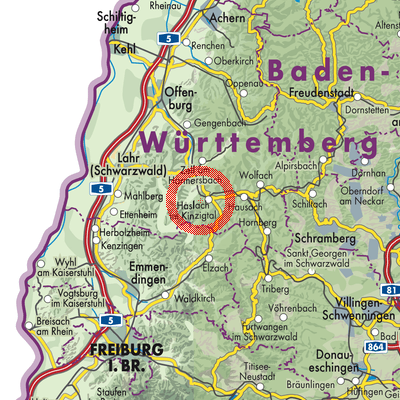 Landkarte Verwaltungsgemeinschaft Haslach im Kinzigtal