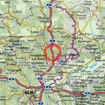 Landkarte Verwaltungsgemeinschaft Heidenheim an der Brenz