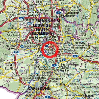Landkarte Verwaltungsgemeinschaft Hockenheim