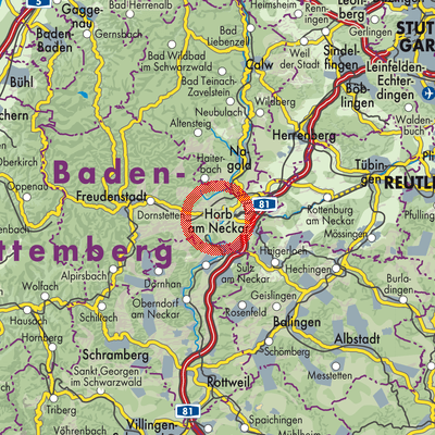 Landkarte Verwaltungsgemeinschaft Horb am Neckar