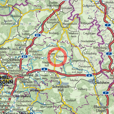Landkarte Verwaltungsgemeinschaft Künzelsau