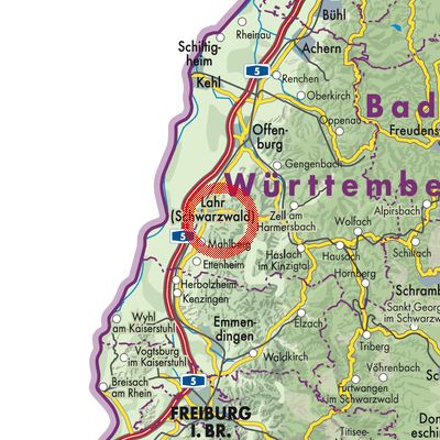 Landkarte Verwaltungsgemeinschaft Lahr/Schwarzwald