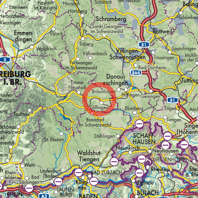 Landkarte Verwaltungsgemeinschaft Löffingen