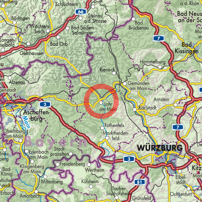 Landkarte Verwaltungsgemeinschaft Lohr a. Main
