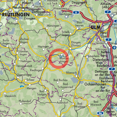 Landkarte Verwaltungsgemeinschaft Munderkingen