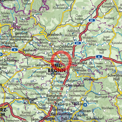 Landkarte Verwaltungsgemeinschaft Neckarsulm