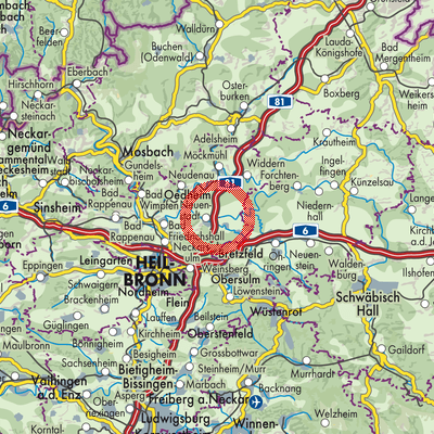Landkarte Verwaltungsgemeinschaft Neuenstadt am Kocher