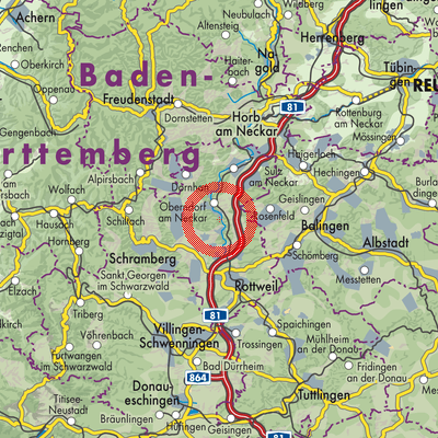 Landkarte Verwaltungsgemeinschaft Oberndorf am Neckar