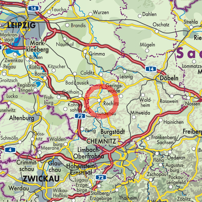 Landkarte Verwaltungsgemeinschaft Rochlitz