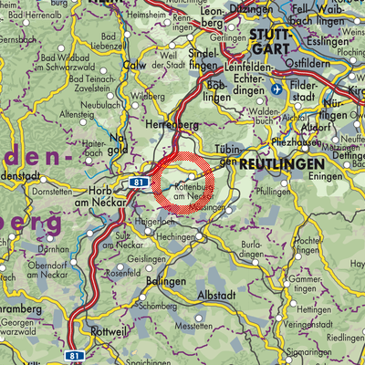 Landkarte Verwaltungsgemeinschaft Rottenburg am Neckar