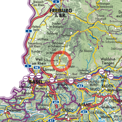 Landkarte Verwaltungsgemeinschaft Schopfheim