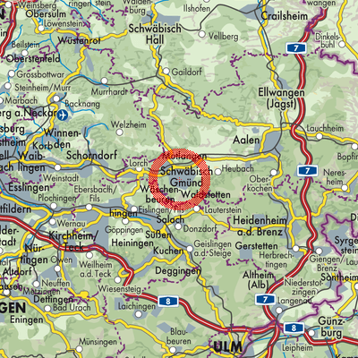 Landkarte Verwaltungsgemeinschaft Schwäbisch Gmünd