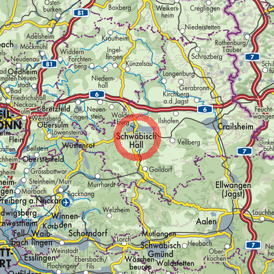 Landkarte Verwaltungsgemeinschaft Schwäbisch Hall