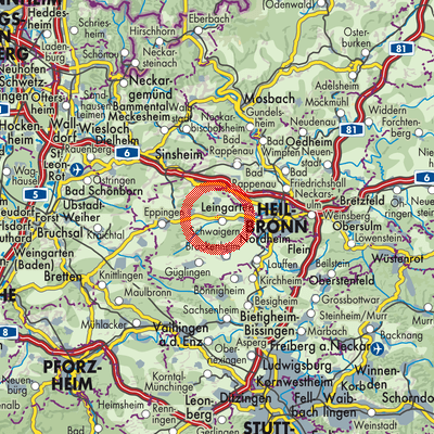 Landkarte Verwaltungsgemeinschaft Schwaigern