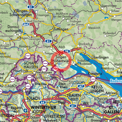 Landkarte Verwaltungsgemeinschaft Singen (Hohentwiel)