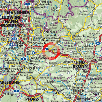 Landkarte Verwaltungsgemeinschaft Sinsheim