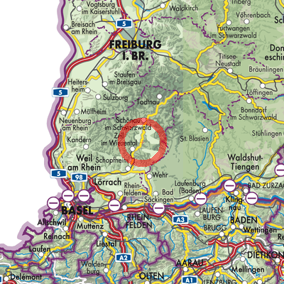 Landkarte Verwaltungsgemeinschaft Zell im Wiesental
