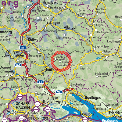 Landkarte Verwaltungsverband Donau-Heuberg