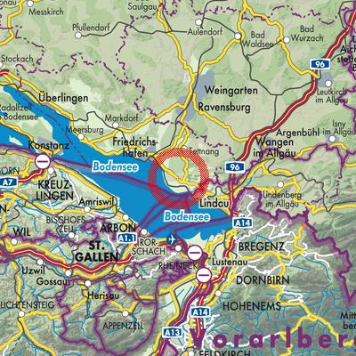 Landkarte Verwaltungsverband Eriskirch-Kressbronn am Bodensee-Langenargen