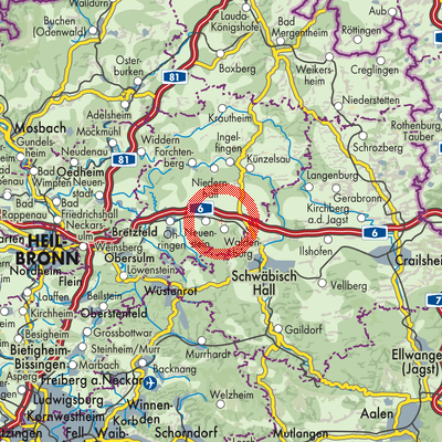 Landkarte Verwaltungsverband Hohenloher Ebene