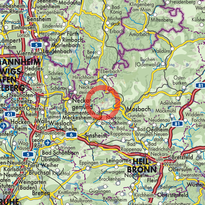 Landkarte Verwaltungsverband Kleiner Odenwald