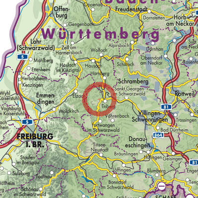Landkarte Verwaltungsverband Raumschaft Triberg