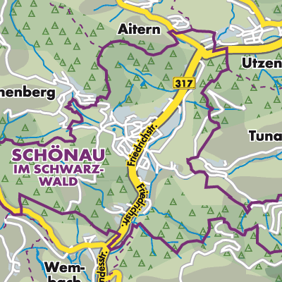 Übersichtsplan Verwaltungsverband Schönau im Schwarzwald