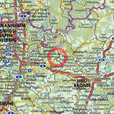 Landkarte Verwaltungsverband Waibstadt