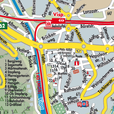 Visp - Stadtpläne und Landkarten