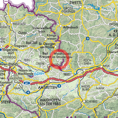 Landkarte Waldhausen im Strudengau
