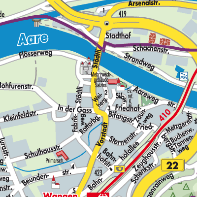 Stadtplan Wangen an der Aare