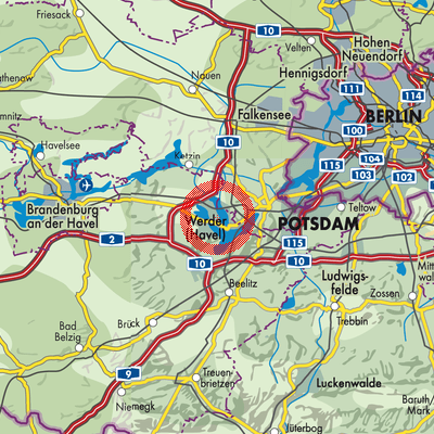 Landkarte Werder (Havel)
