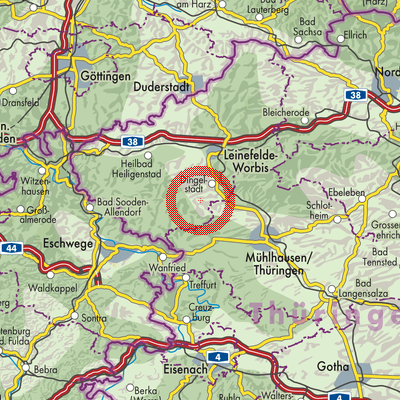 Landkarte Westerwald-Obereichsfeld