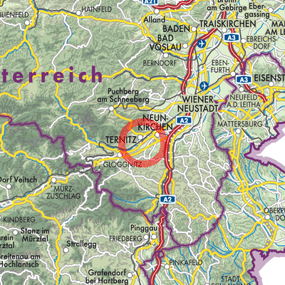 Landkarte Wimpassing im Schwarzatale