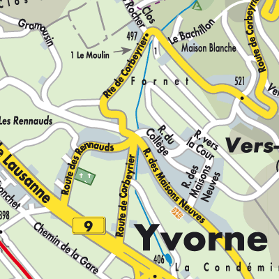 Stadtplan Yvorne