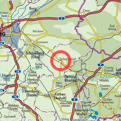 Landkarte Zerbst/Anhalt