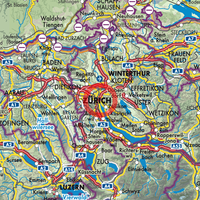 Landkarte Zürich