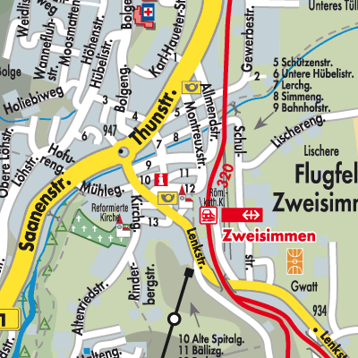 Stadtplan Zweisimmen